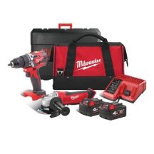 MILWAUKEE KIT 18V TRAPANO E SMERIGLIATRICE 2 BATTERIE 4.0 mod. M18CBLPP2D-402B