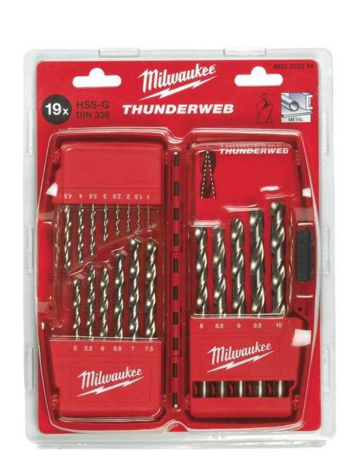 MILWAUKEE SET 19 PUNTE HSS-G DIN 338 RETTIFICATE 1MM-10MM mod. 352374