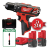 Milwaukee M12BPD-202C TRAPANO AVVITATORE PERCUSSIONE 2.0Ah + OMAGGIO