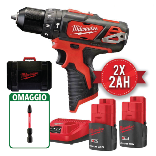 Milwaukee M12BPD-202C TRAPANO AVVITATORE PERCUSSIONE 2.0Ah + OMAGGIO