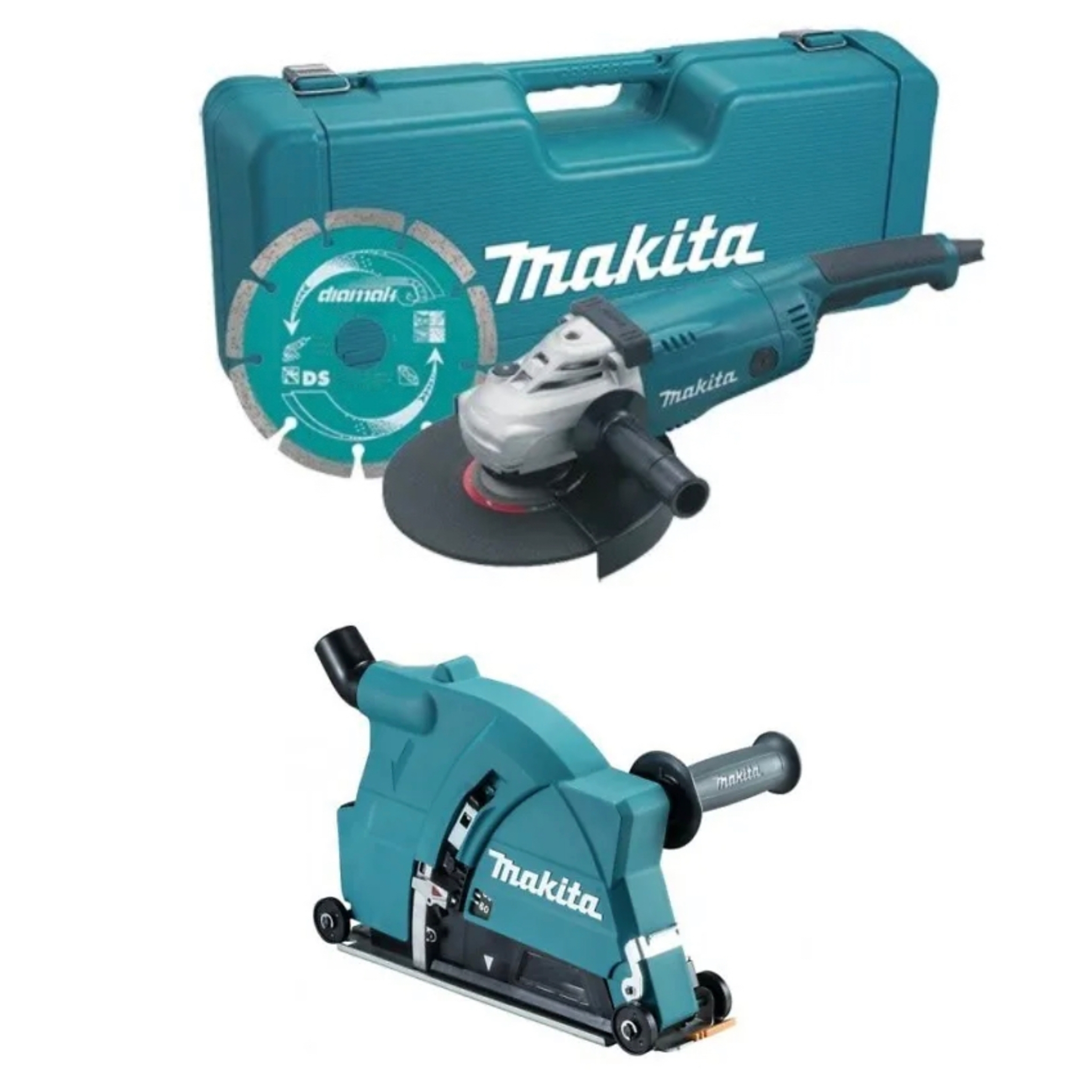 Makita GA9020KD SMERIGLIATRICE 230MM + CUFFIA ASPIRAZIONE PER TRACCE SU MURI