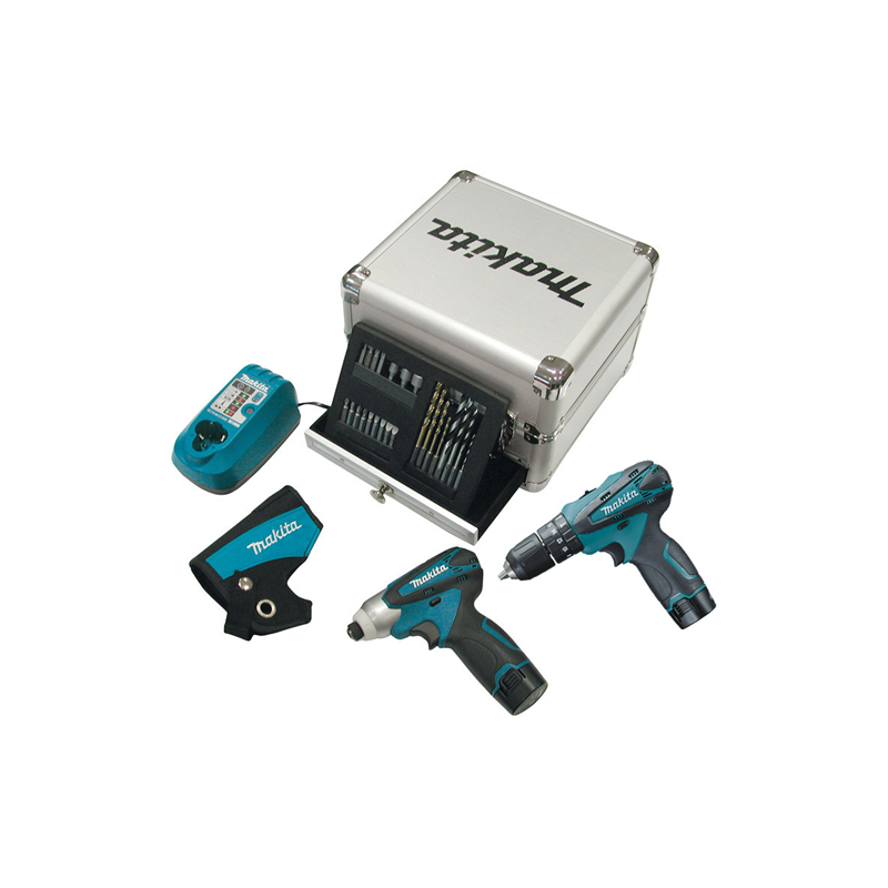 Makita KIT LITIO 10,8V DK1493X1 COPPIA DI AVVITATORI 2 BATTERIE + ACCESSORI  -  Utensileria Roma