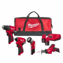 Milwaukee M12 BLPP4A-202B KIT TRAPANO+AVVITATORE+SEGHETTO DRITTO+TORCIA 12V